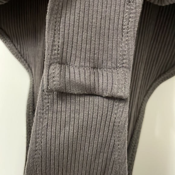 Grey Ribbed Low Back Bodysuit - Picture 4 of 7